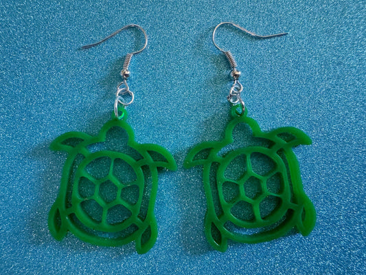 Turtle Earrings: Laser Cut Acrylic Turtles, Ocean Animals, Sea Creatures, Aquatic, Sea Turtles, Green Earrings, Best Gifts for Her/Him/Them