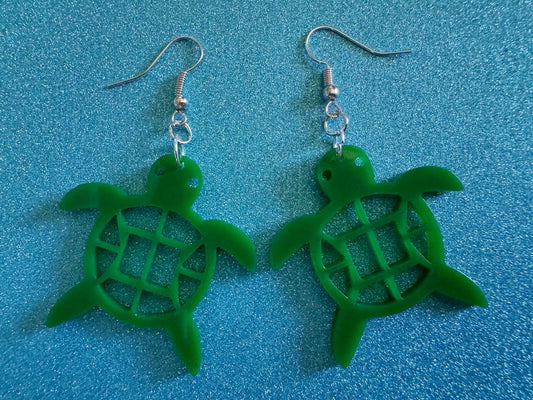 Turtle Earrings: Laser Cut Acrylic Turtles, Ocean Animals, Sea Creatures, Aquatic, Sea Turtles, Green Earrings, Best Gifts for Her/Him/Them