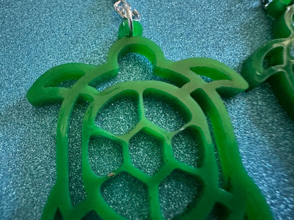 Turtle Earrings: Laser Cut Acrylic Turtles, Ocean Animals, Sea Creatures, Aquatic, Sea Turtles, Green Earrings, Best Gifts for Her/Him/Them