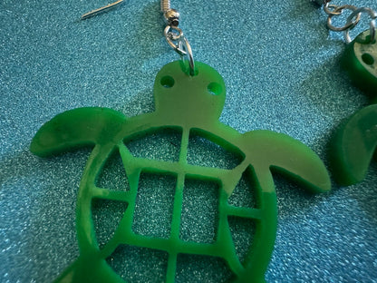 Turtle Earrings: Laser Cut Acrylic Turtles, Ocean Animals, Sea Creatures, Aquatic, Sea Turtles, Green Earrings, Best Gifts for Her/Him/Them