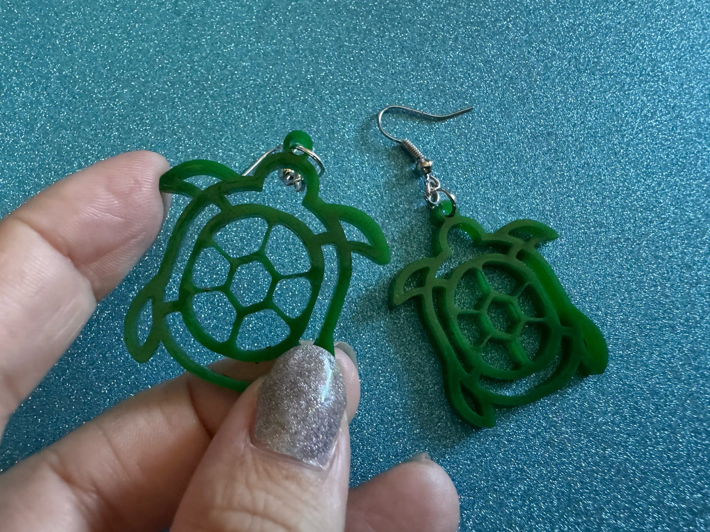 Turtle Earrings: Laser Cut Acrylic Turtles, Ocean Animals, Sea Creatures, Aquatic, Sea Turtles, Green Earrings, Best Gifts for Her/Him/Them