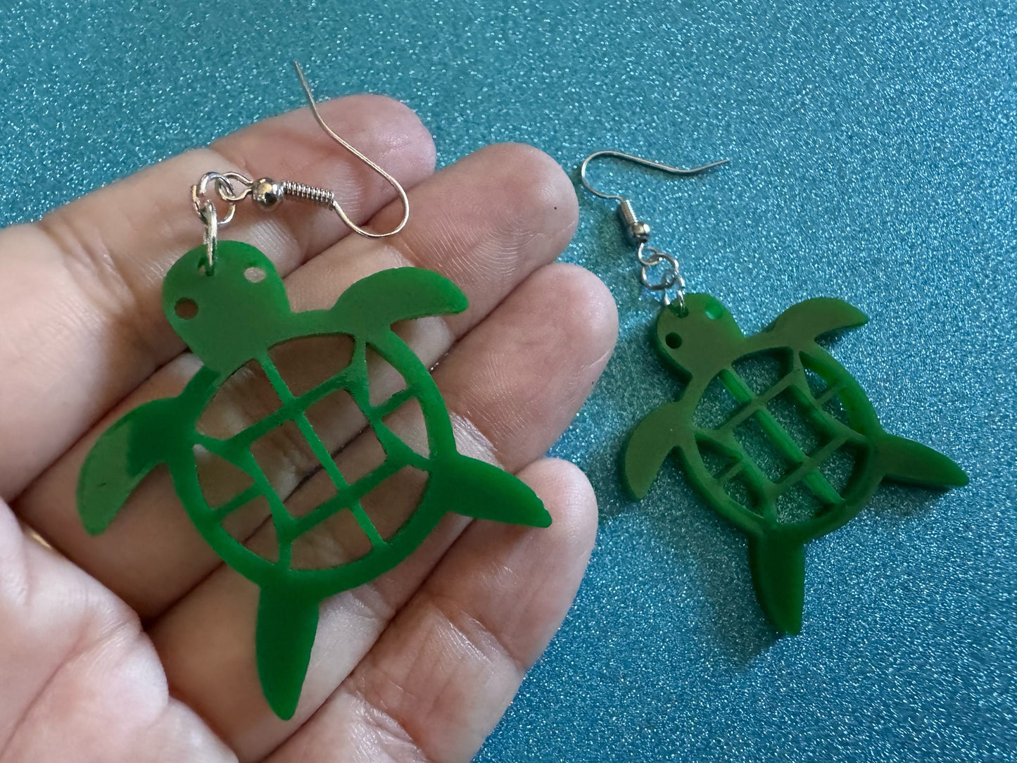 Turtle Earrings: Laser Cut Acrylic Turtles, Ocean Animals, Sea Creatures, Aquatic, Sea Turtles, Green Earrings, Best Gifts for Her/Him/Them