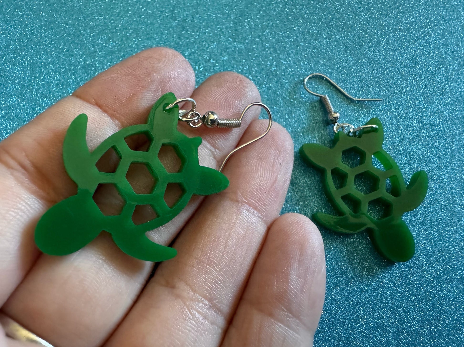 Turtle Earrings: Laser Cut Acrylic Turtles, Ocean Animals, Sea Creatures, Aquatic, Sea Turtles, Green Earrings, Best Gifts for Her/Him/Them
