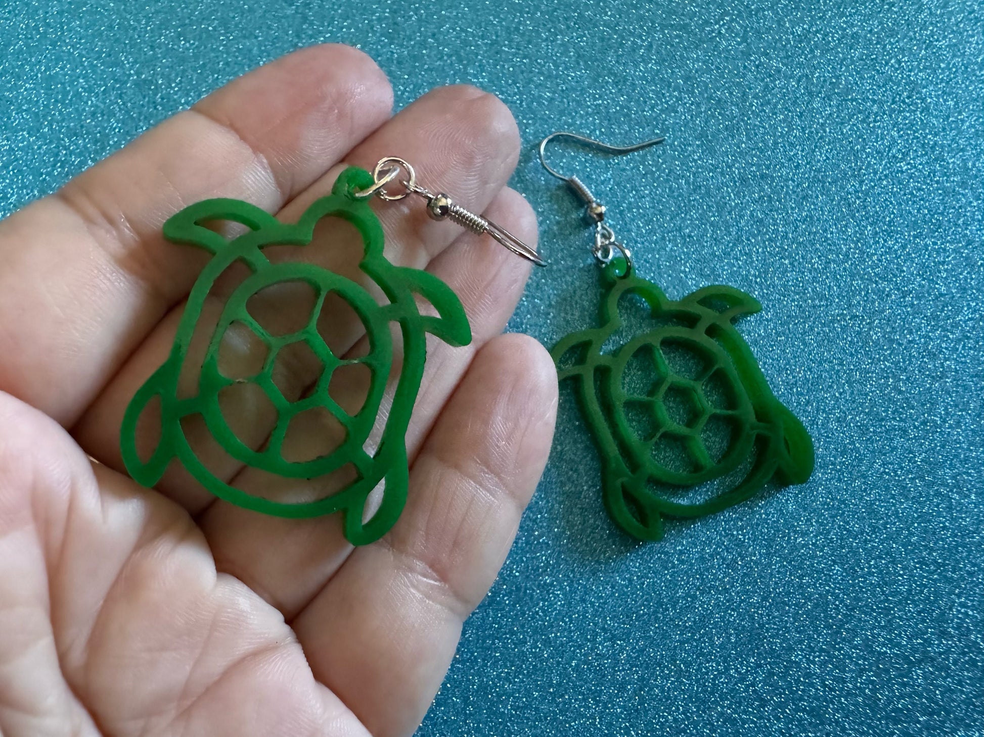 Turtle Earrings: Laser Cut Acrylic Turtles, Ocean Animals, Sea Creatures, Aquatic, Sea Turtles, Green Earrings, Best Gifts for Her/Him/Them