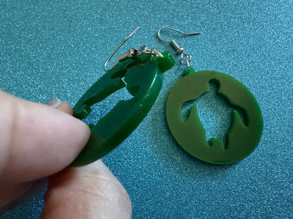 Turtle Earrings: Laser Cut Acrylic Turtles, Ocean Animals, Sea Creatures, Aquatic, Sea Turtles, Green Earrings, Best Gifts for Her/Him/Them