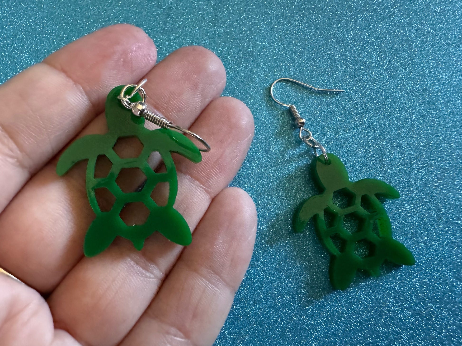 Turtle Earrings: Laser Cut Acrylic Turtles, Ocean Animals, Sea Creatures, Aquatic, Sea Turtles, Green Earrings, Best Gifts for Her/Him/Them