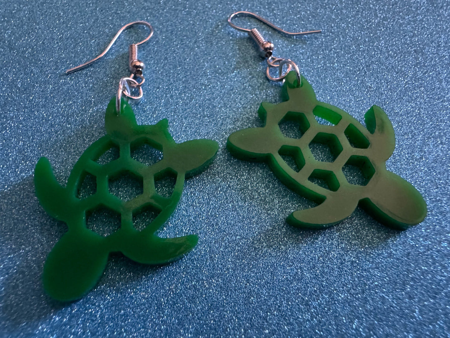 Turtle Earrings: Laser Cut Acrylic Turtles, Ocean Animals, Sea Creatures, Aquatic, Sea Turtles, Green Earrings, Best Gifts for Her/Him/Them