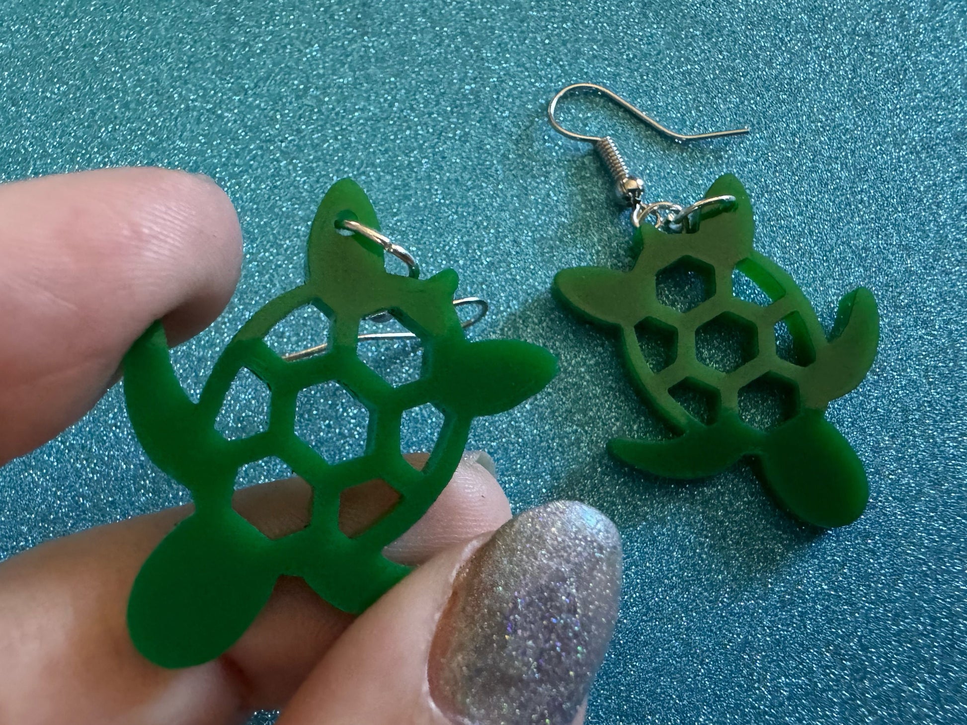Turtle Earrings: Laser Cut Acrylic Turtles, Ocean Animals, Sea Creatures, Aquatic, Sea Turtles, Green Earrings, Best Gifts for Her/Him/Them