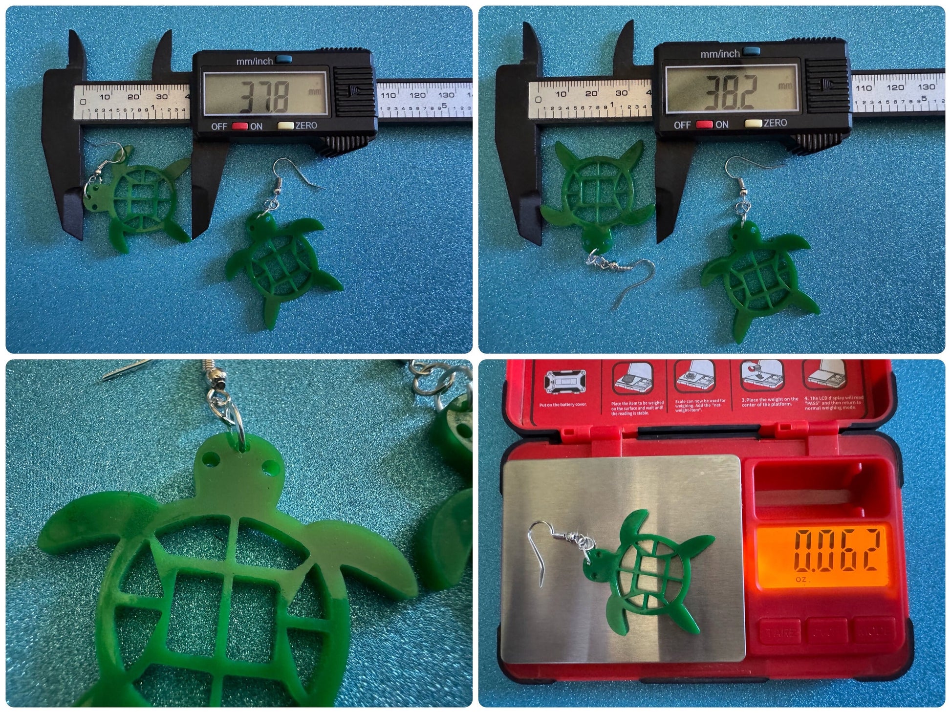 Turtle Earrings: Laser Cut Acrylic Turtles, Ocean Animals, Sea Creatures, Aquatic, Sea Turtles, Green Earrings, Best Gifts for Her/Him/Them