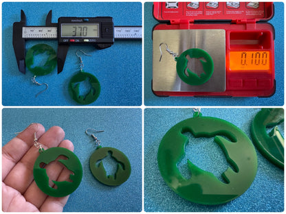 Turtle Earrings: Laser Cut Acrylic Turtles, Ocean Animals, Sea Creatures, Aquatic, Sea Turtles, Green Earrings, Best Gifts for Her/Him/Them