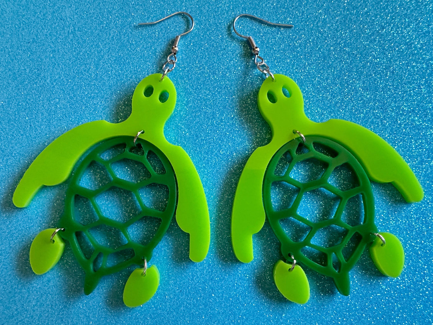 Turtle Earrings: Laser Cut Acrylic Turtles, Ocean Animals, Sea Creatures, Aquatic, Sea Turtles, Save the Turtles, Gifts for Her/Him/Them