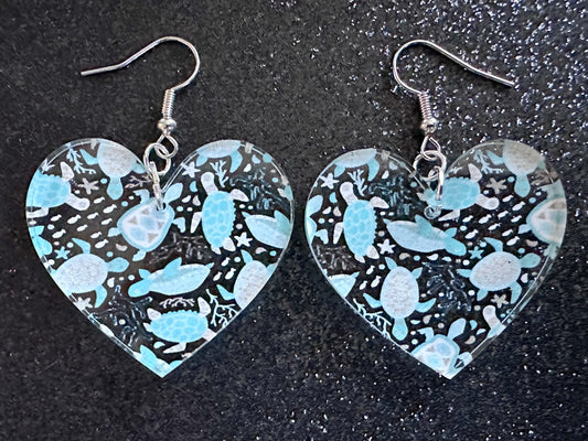 Turtle Earrings: Laser Cut Acrylic Turtles, Ocean Animals, Sea Creatures, Aquatic, Sea Turtles, Save the Turtles, Gifts for Her/Him/Them