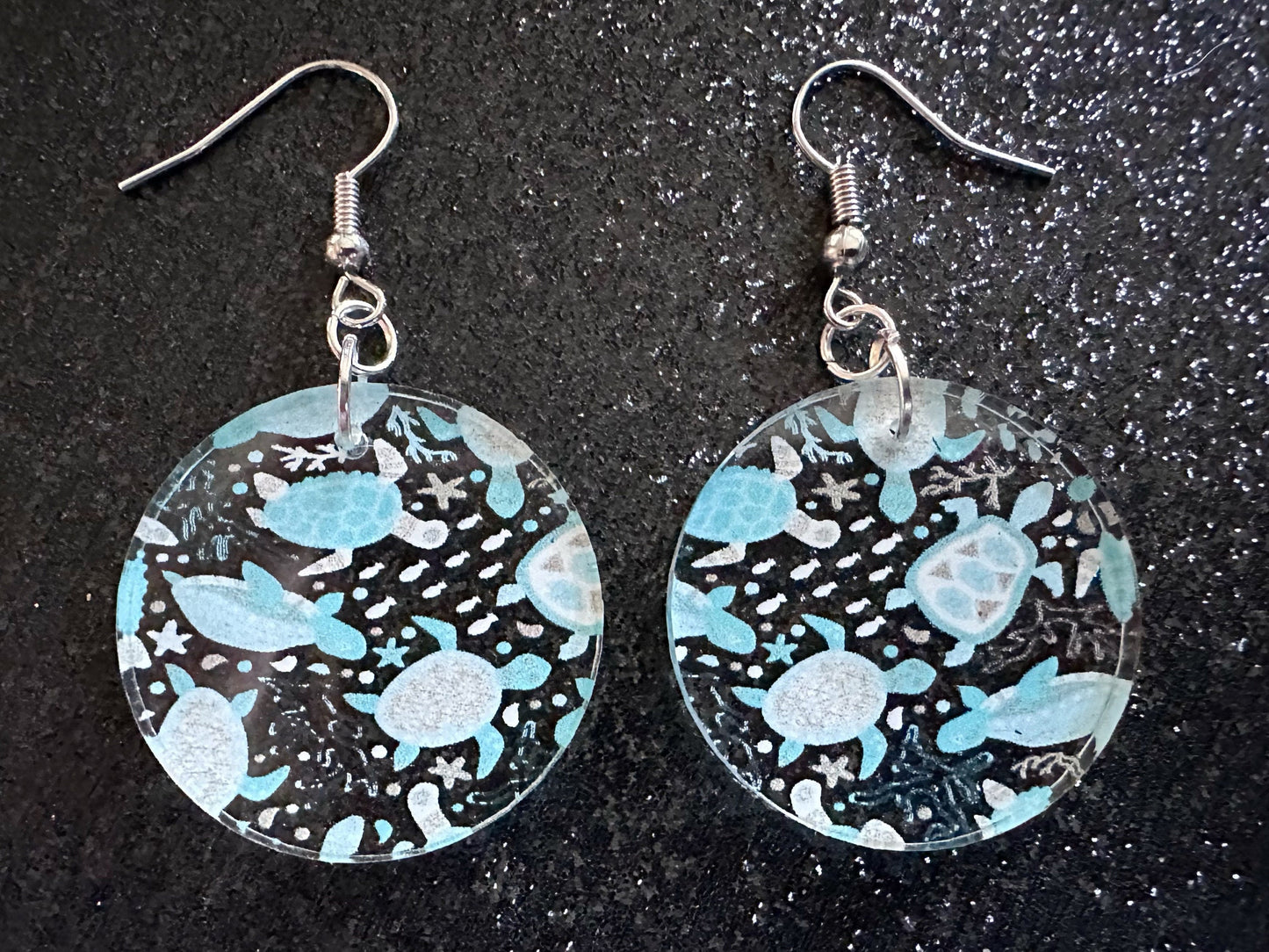 Turtle Earrings: Laser Cut Acrylic Turtles, Ocean Animals, Sea Creatures, Aquatic, Sea Turtles, Save the Turtles, Gifts for Her/Him/Them