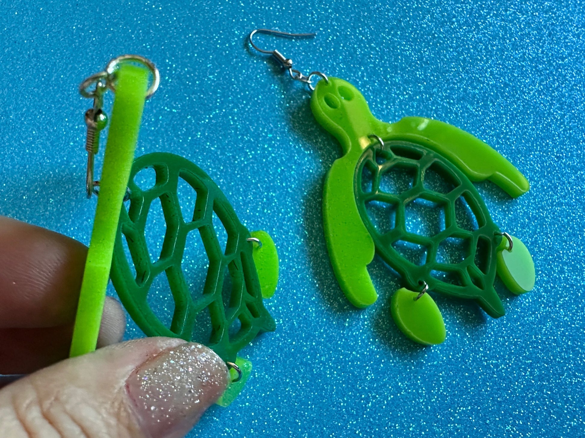 Turtle Earrings: Laser Cut Acrylic Turtles, Ocean Animals, Sea Creatures, Aquatic, Sea Turtles, Save the Turtles, Gifts for Her/Him/Them