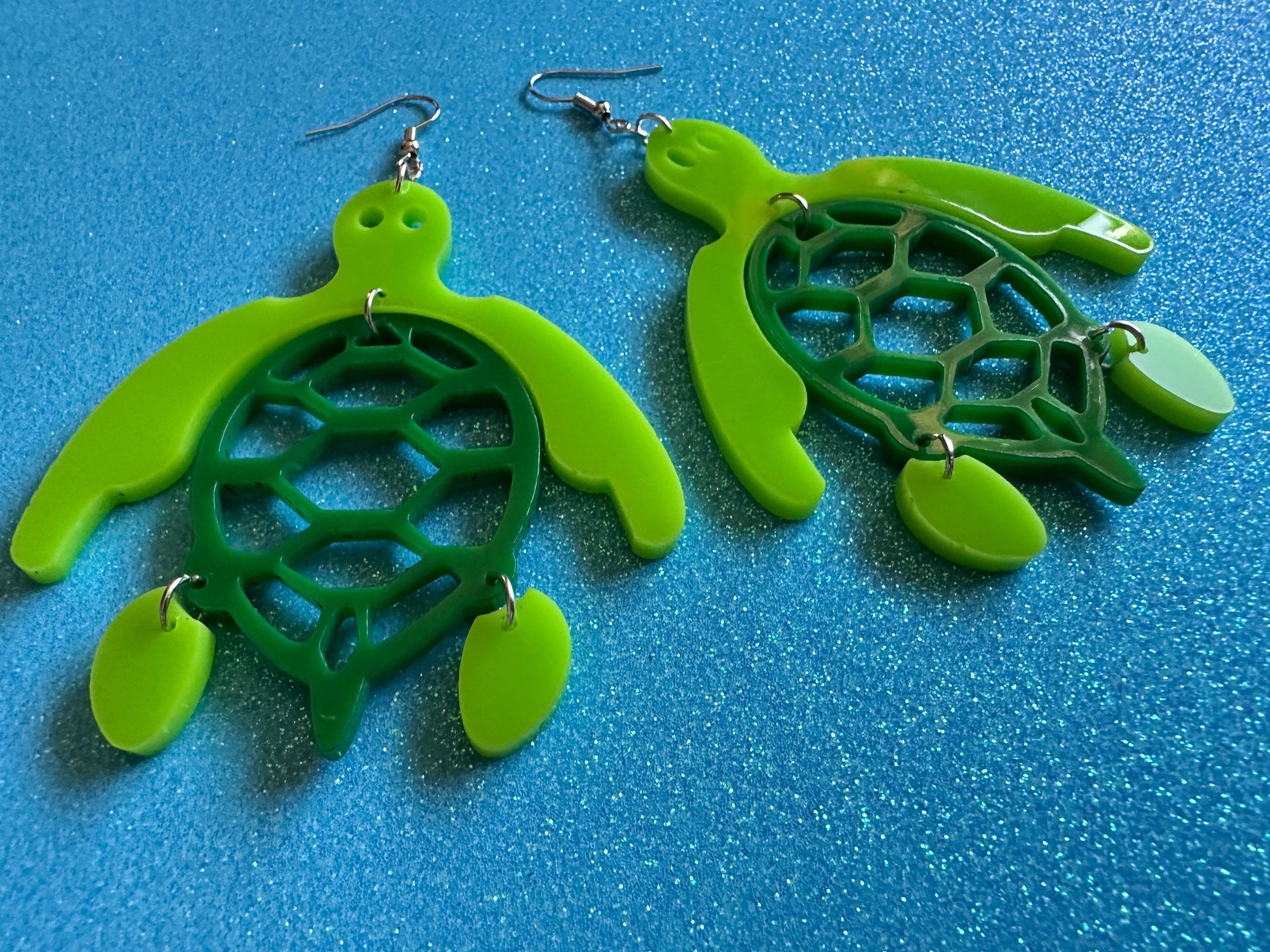 Turtle Earrings: Laser Cut Acrylic Turtles, Ocean Animals, Sea Creatures, Aquatic, Sea Turtles, Save the Turtles, Gifts for Her/Him/Them