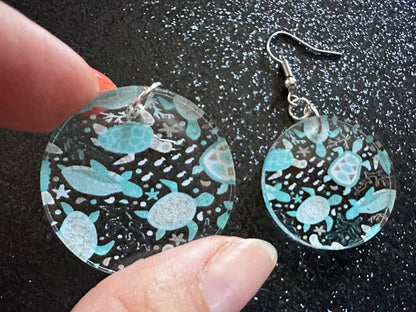 Turtle Earrings: Laser Cut Acrylic Turtles, Ocean Animals, Sea Creatures, Aquatic, Sea Turtles, Save the Turtles, Gifts for Her/Him/Them