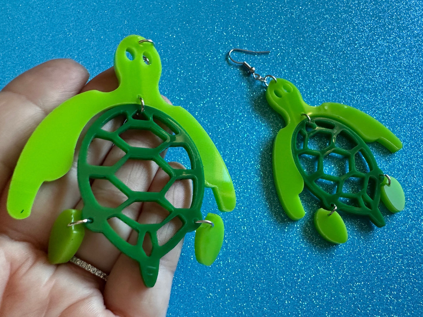 Turtle Earrings: Laser Cut Acrylic Turtles, Ocean Animals, Sea Creatures, Aquatic, Sea Turtles, Save the Turtles, Gifts for Her/Him/Them