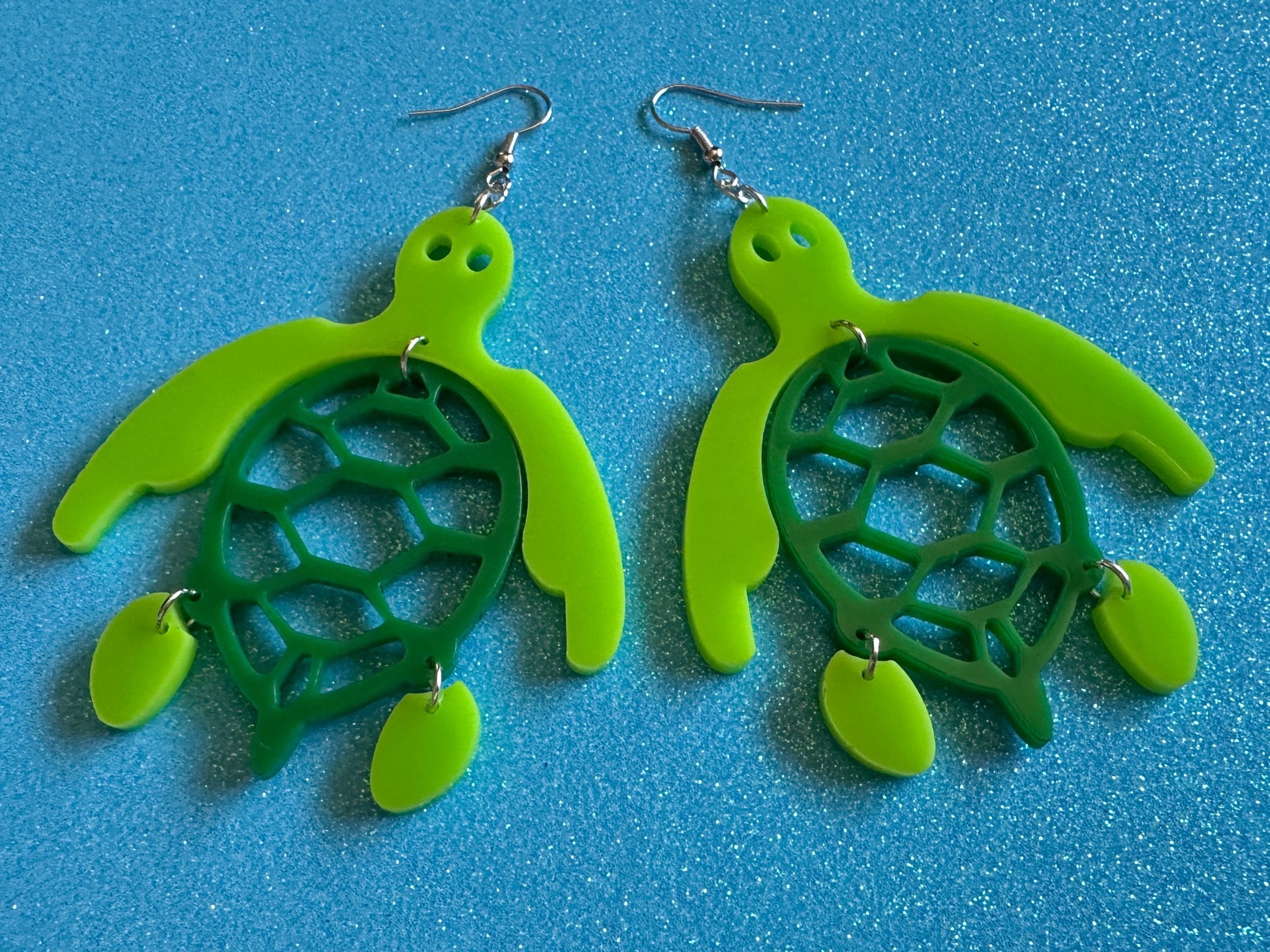 Turtle Earrings: Laser Cut Acrylic Turtles, Ocean Animals, Sea Creatures, Aquatic, Sea Turtles, Save the Turtles, Gifts for Her/Him/Them