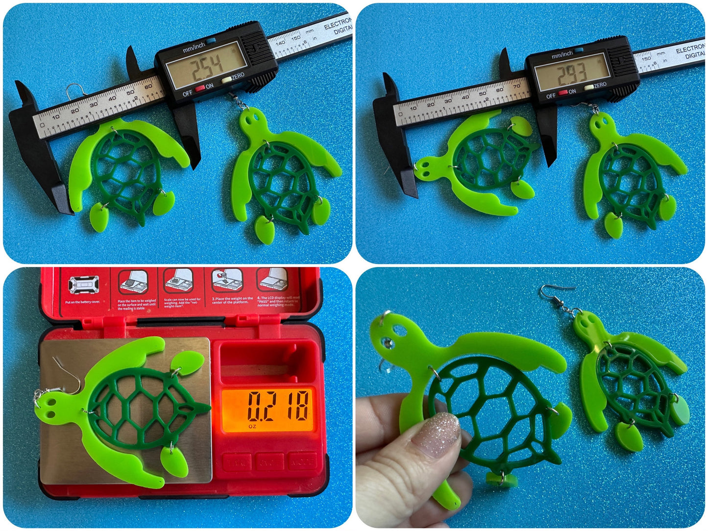 Turtle Earrings: Laser Cut Acrylic Turtles, Ocean Animals, Sea Creatures, Aquatic, Sea Turtles, Save the Turtles, Gifts for Her/Him/Them