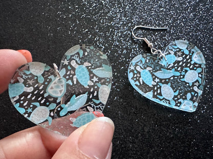 Turtle Earrings: Laser Cut Acrylic Turtles, Ocean Animals, Sea Creatures, Aquatic, Sea Turtles, Save the Turtles, Gifts for Her/Him/Them