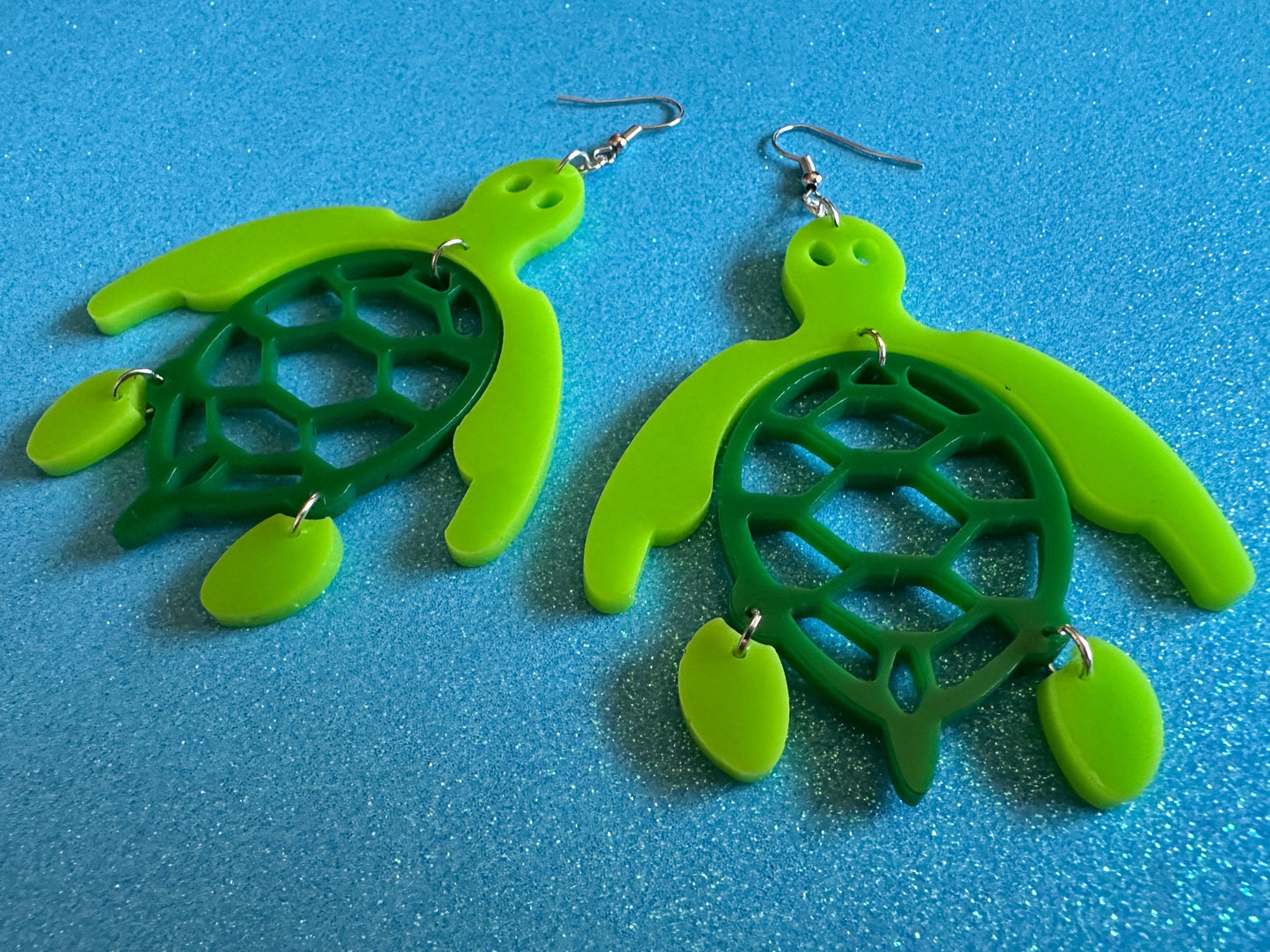 Turtle Earrings: Laser Cut Acrylic Turtles, Ocean Animals, Sea Creatures, Aquatic, Sea Turtles, Save the Turtles, Gifts for Her/Him/Them