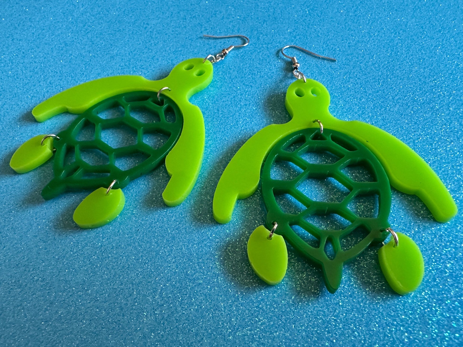 Turtle Earrings: Laser Cut Acrylic Turtles, Ocean Animals, Sea Creatures, Aquatic, Sea Turtles, Save the Turtles, Gifts for Her/Him/Them