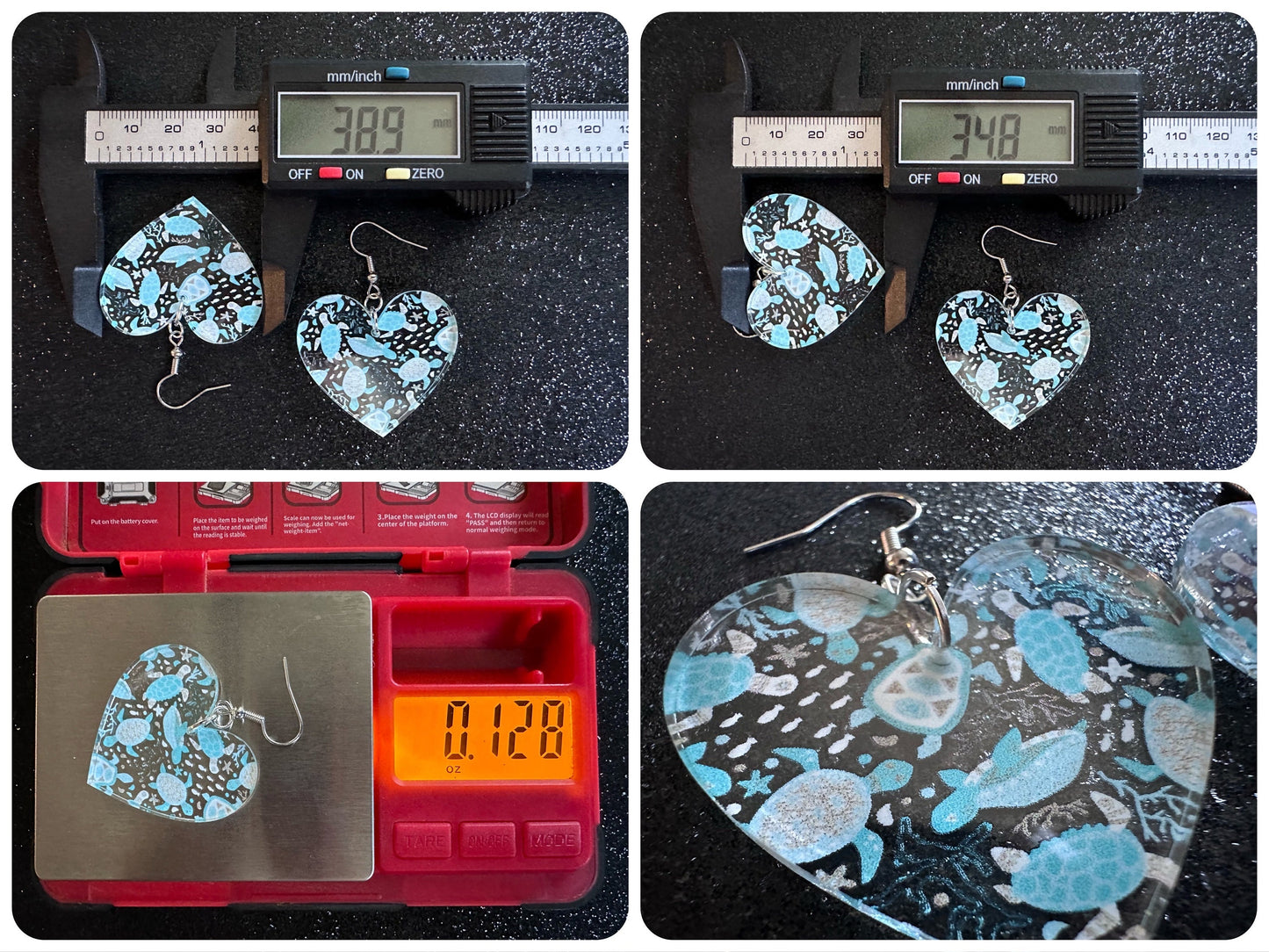 Turtle Earrings: Laser Cut Acrylic Turtles, Ocean Animals, Sea Creatures, Aquatic, Sea Turtles, Save the Turtles, Gifts for Her/Him/Them