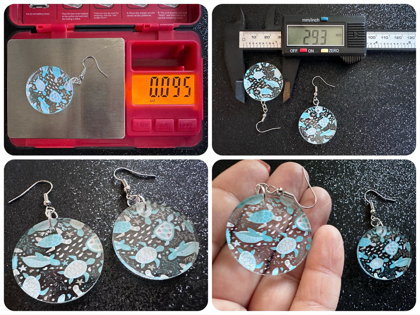 Turtle Earrings: Laser Cut Acrylic Turtles, Ocean Animals, Sea Creatures, Aquatic, Sea Turtles, Save the Turtles, Gifts for Her/Him/Them