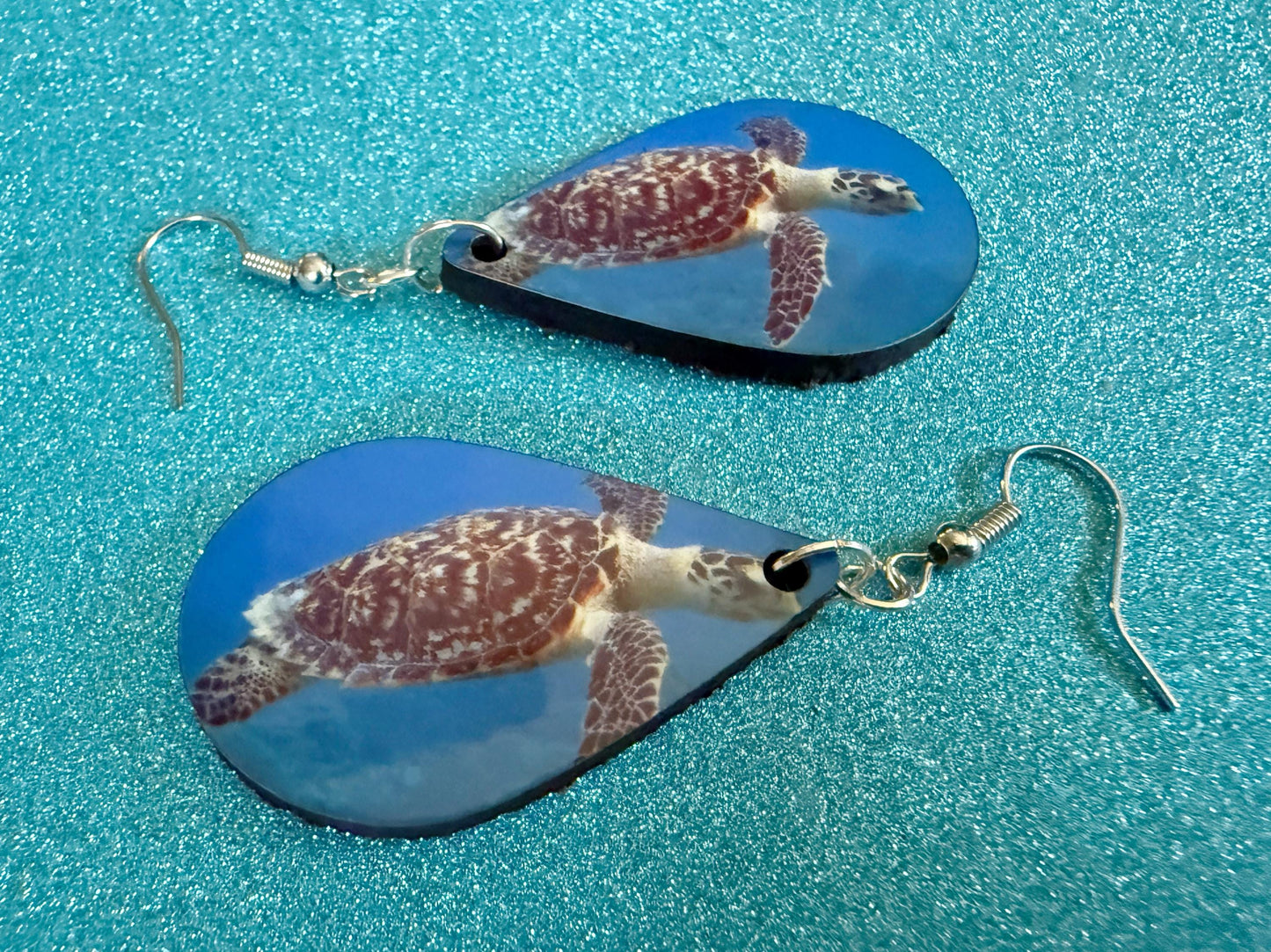 Turtle Earrings: Wooden Sublimated Turtles, Ocean Animals, Sea Creatures, Aquatic, Sea Turtles, Save the Turtles, Gifts for Her/Him/Them