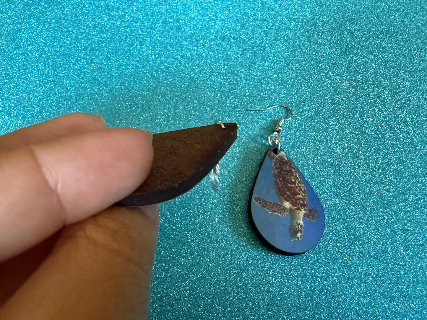 Turtle Earrings: Wooden Sublimated Turtles, Ocean Animals, Sea Creatures, Aquatic, Sea Turtles, Save the Turtles, Gifts for Her/Him/Them