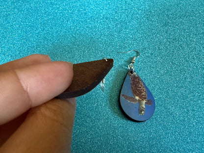 Turtle Earrings: Wooden Sublimated Turtles, Ocean Animals, Sea Creatures, Aquatic, Sea Turtles, Save the Turtles, Gifts for Her/Him/Them