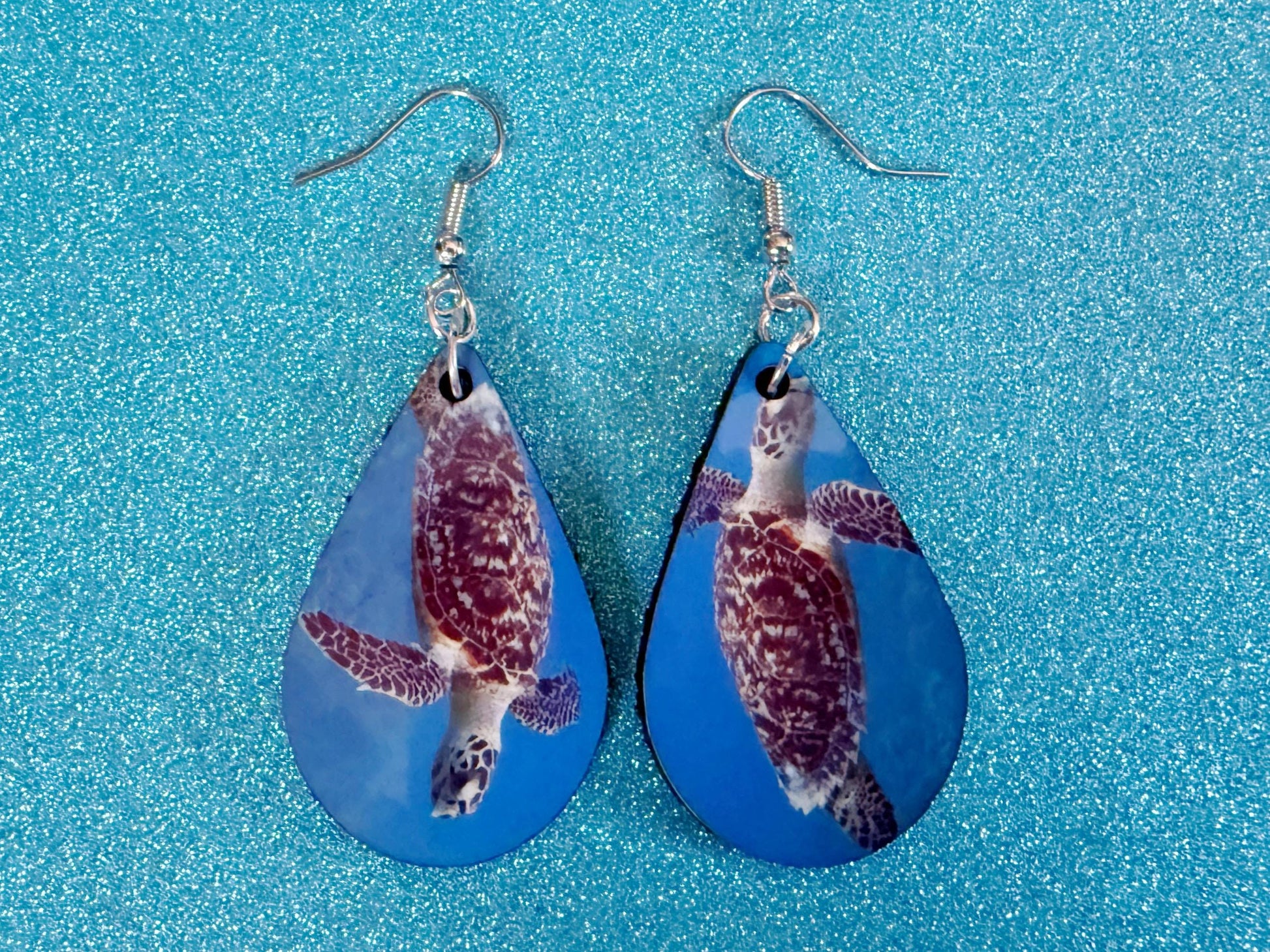 Turtle Earrings: Wooden Sublimated Turtles, Ocean Animals, Sea Creatures, Aquatic, Sea Turtles, Save the Turtles, Gifts for Her/Him/Them