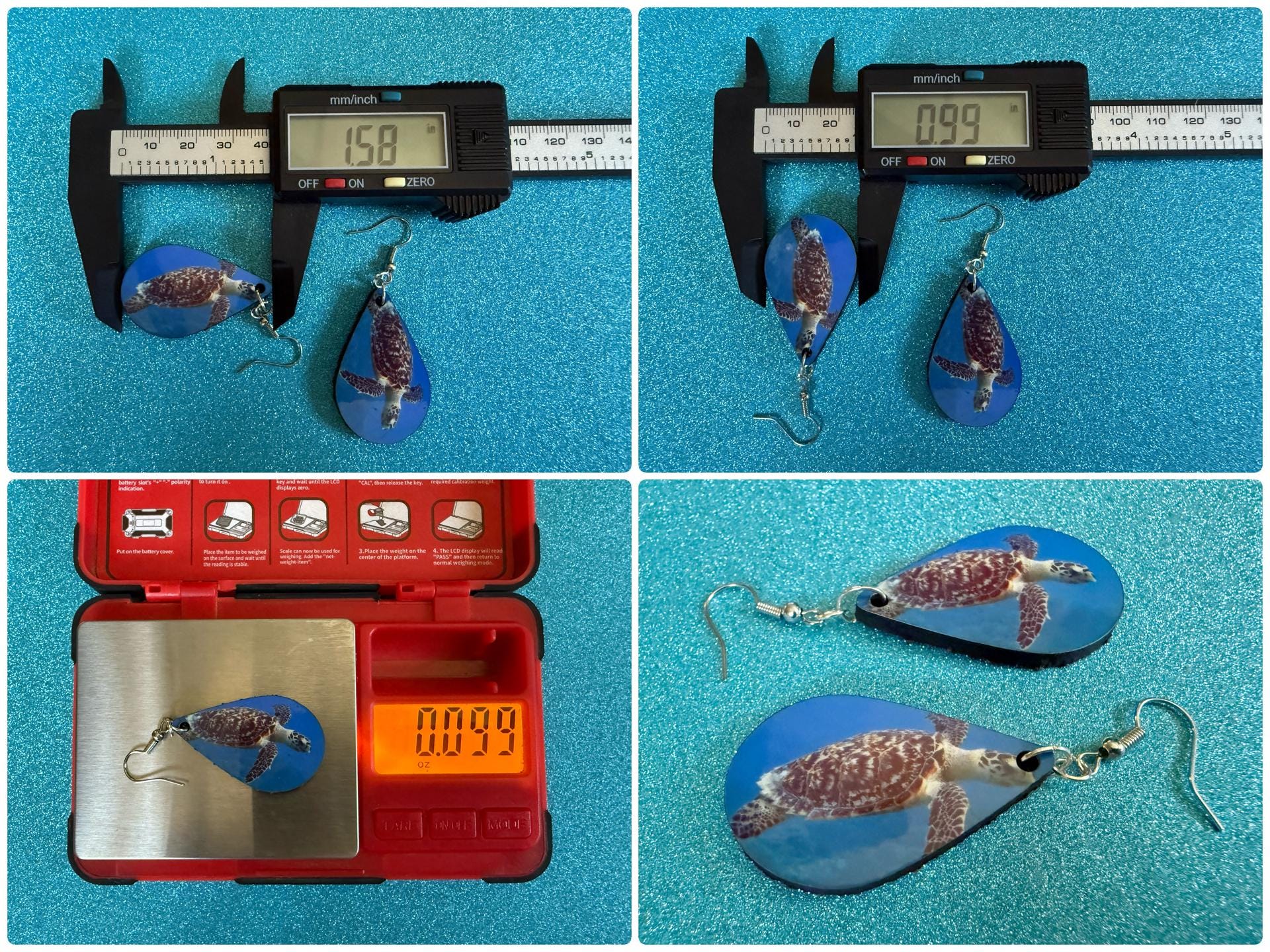 Turtle Earrings: Wooden Sublimated Turtles, Ocean Animals, Sea Creatures, Aquatic, Sea Turtles, Save the Turtles, Gifts for Her/Him/Them