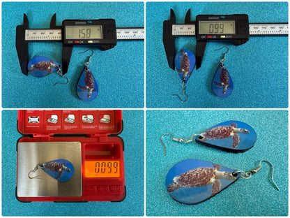 Turtle Earrings: Wooden Sublimated Turtles, Ocean Animals, Sea Creatures, Aquatic, Sea Turtles, Save the Turtles, Gifts for Her/Him/Them
