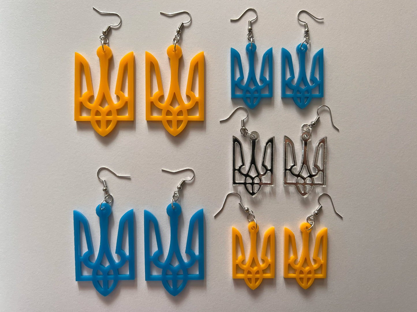 Ukrainian Earrings: Support Ukraine, Tryzub, Laser Cut Acrylic Ukraine Symbols, Trident, Peace, Trizub, Gifts for Her/Him/Them