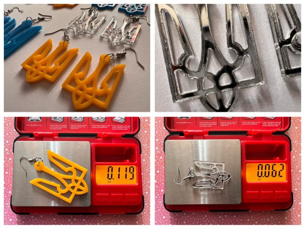 Ukrainian Earrings: Support Ukraine, Tryzub, Laser Cut Acrylic Ukraine Symbols, Trident, Peace, Trizub, Gifts for Her/Him/Them