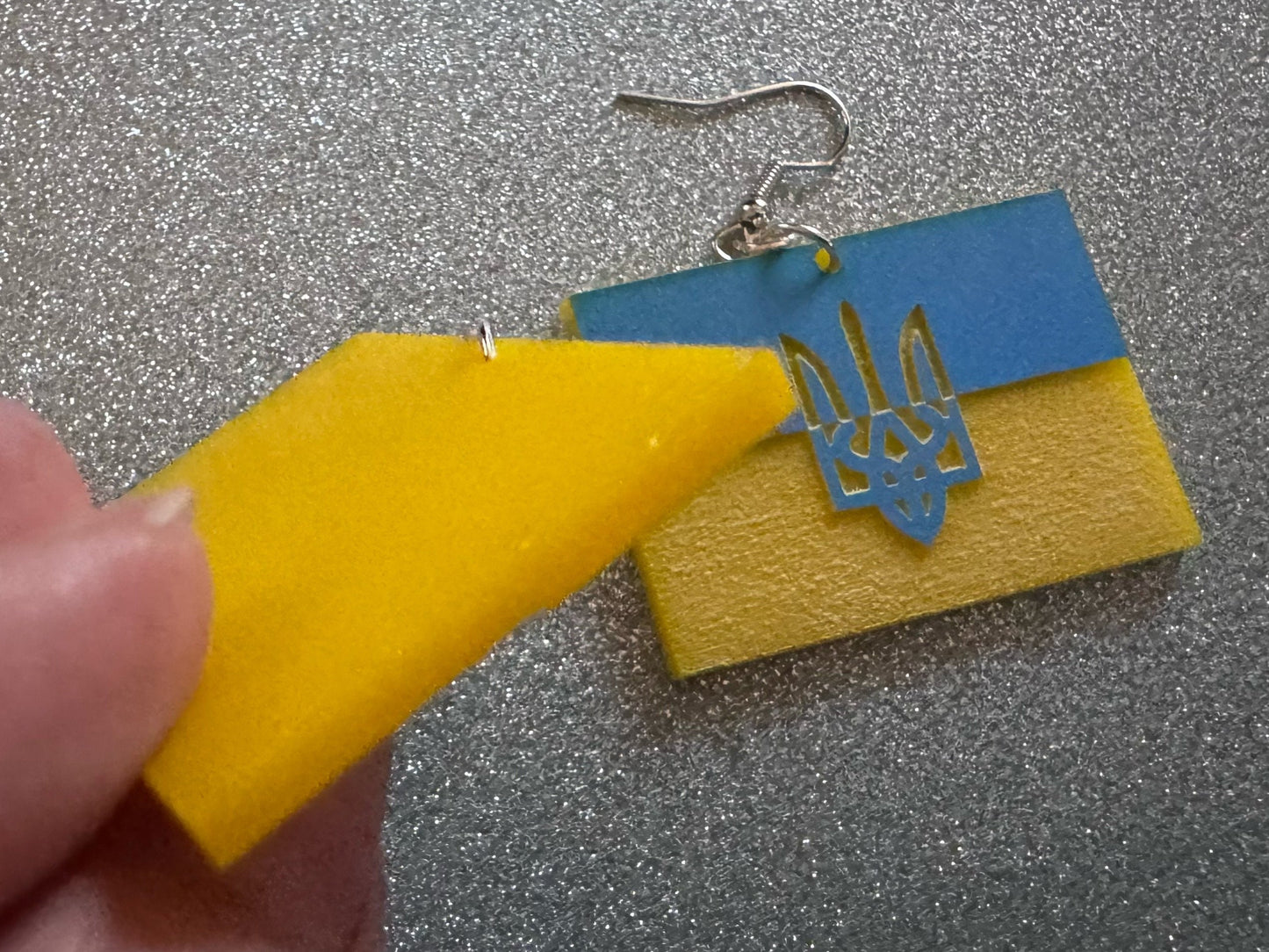 Ukrainian Flag Earrings & Tryzub: Laser Cut Acrylic Flags, Support Ukraine, Peace, Trident, Slava Ukrajini, Best Gifts for Her/Him/Them