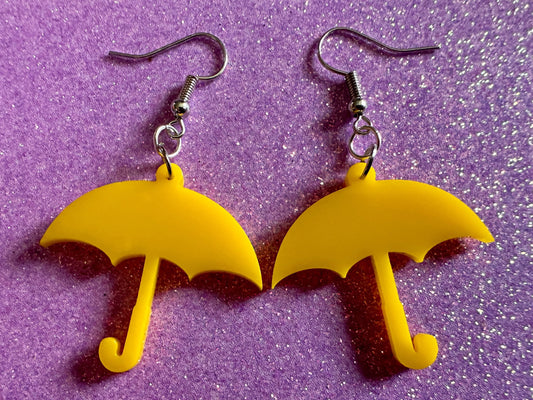 Umbrella Earrings: Laser Cut Acrylic Umbrellas, Rain, Weather, Hearts, Green Earrings, Best Gifts for Her/Him/Them