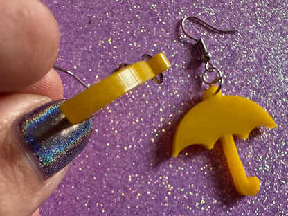 Umbrella Earrings: Laser Cut Acrylic Umbrellas, Rain, Weather, Hearts, Green Earrings, Best Gifts for Her/Him/Them