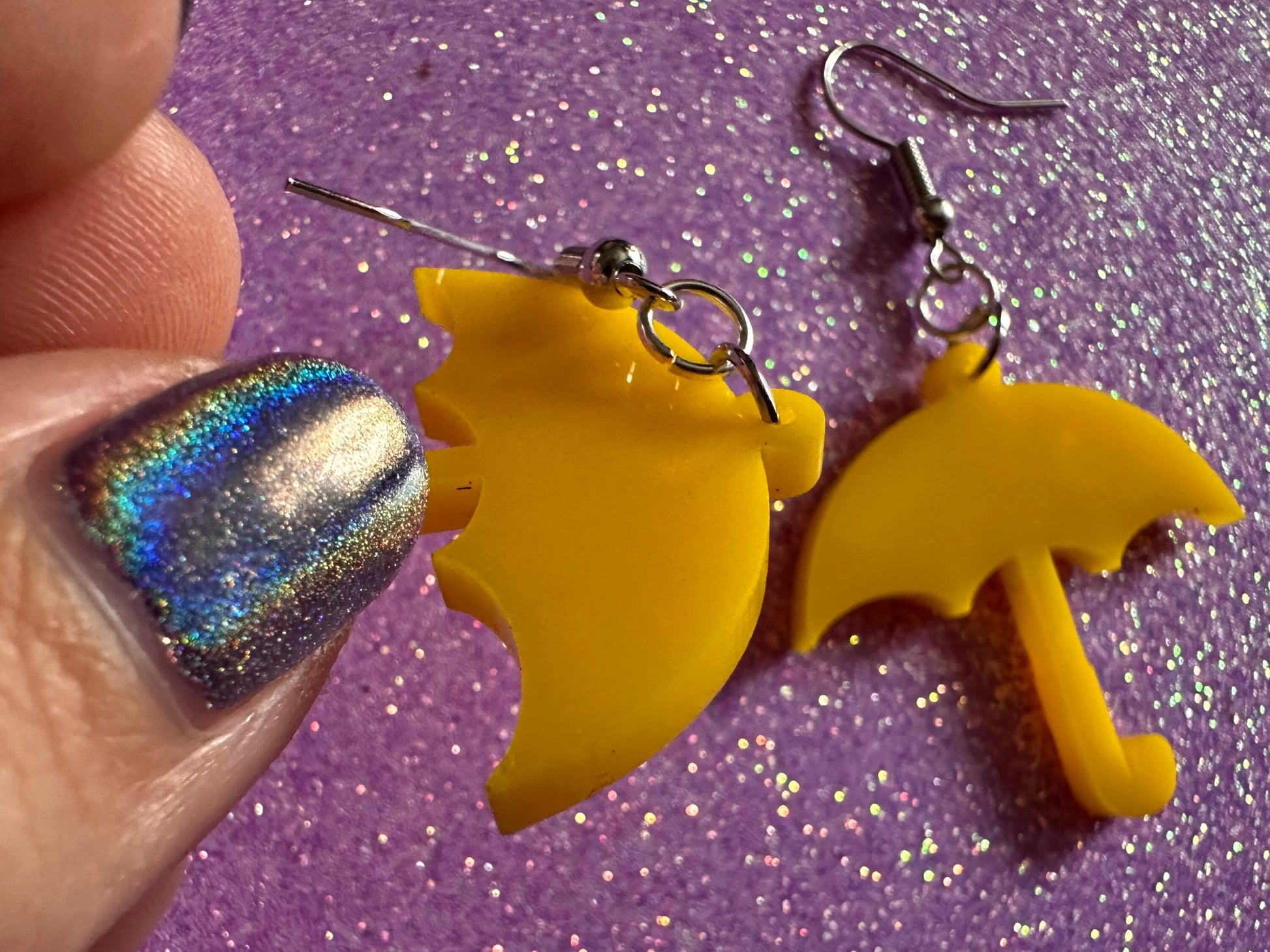 Umbrella Earrings: Laser Cut Acrylic Umbrellas, Rain, Weather, Hearts, Green Earrings, Best Gifts for Her/Him/Them