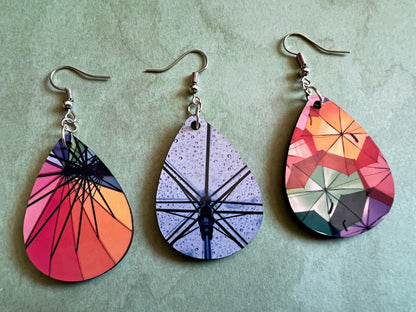 Umbrella Earrings: Rainbow Umbrellas, Rainy Clear Umbrella, Sublimated, Best Gifts for Her/Him/Them
