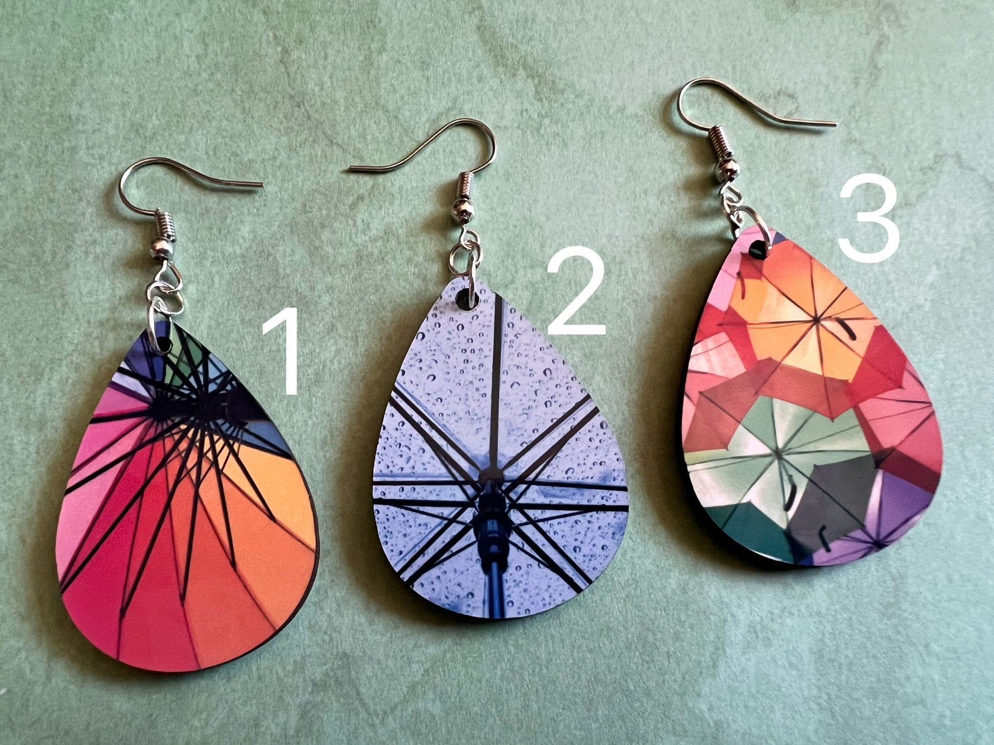 Umbrella Earrings: Rainbow Umbrellas, Rainy Clear Umbrella, Sublimated, Best Gifts for Her/Him/Them