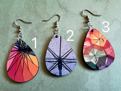 Umbrella Earrings: Rainbow Umbrellas, Rainy Clear Umbrella, Sublimated, Best Gifts for Her/Him/Them