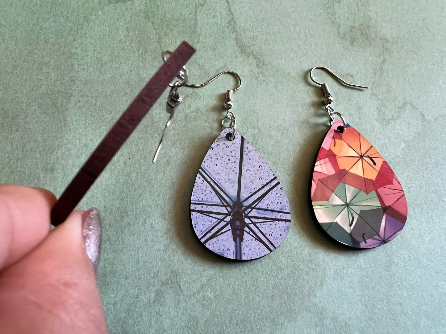 Umbrella Earrings: Rainbow Umbrellas, Rainy Clear Umbrella, Sublimated, Best Gifts for Her/Him/Them