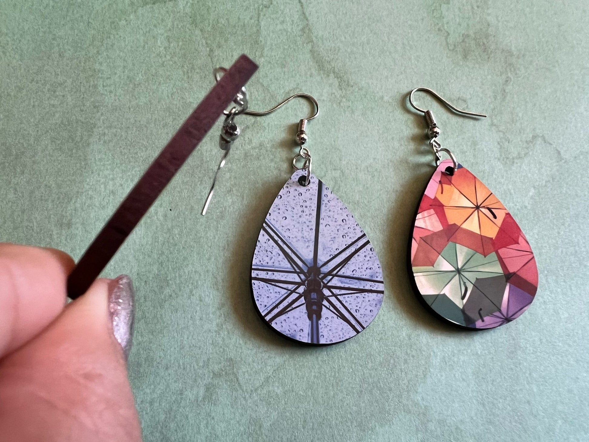 Umbrella Earrings: Rainbow Umbrellas, Rainy Clear Umbrella, Sublimated, Best Gifts for Her/Him/Them