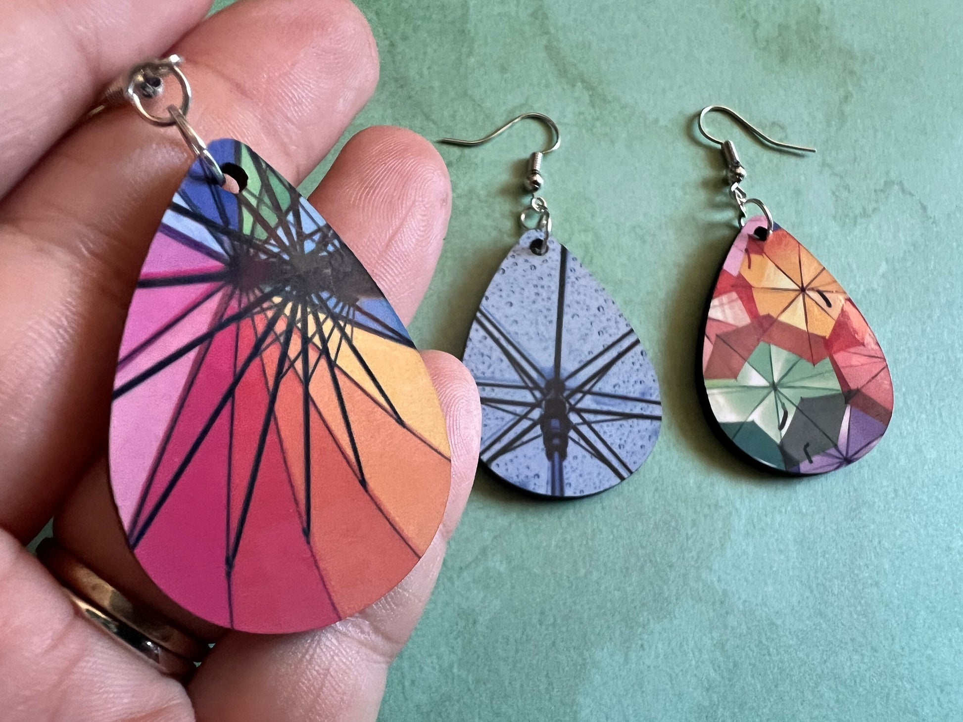 Umbrella Earrings: Rainbow Umbrellas, Rainy Clear Umbrella, Sublimated, Best Gifts for Her/Him/Them