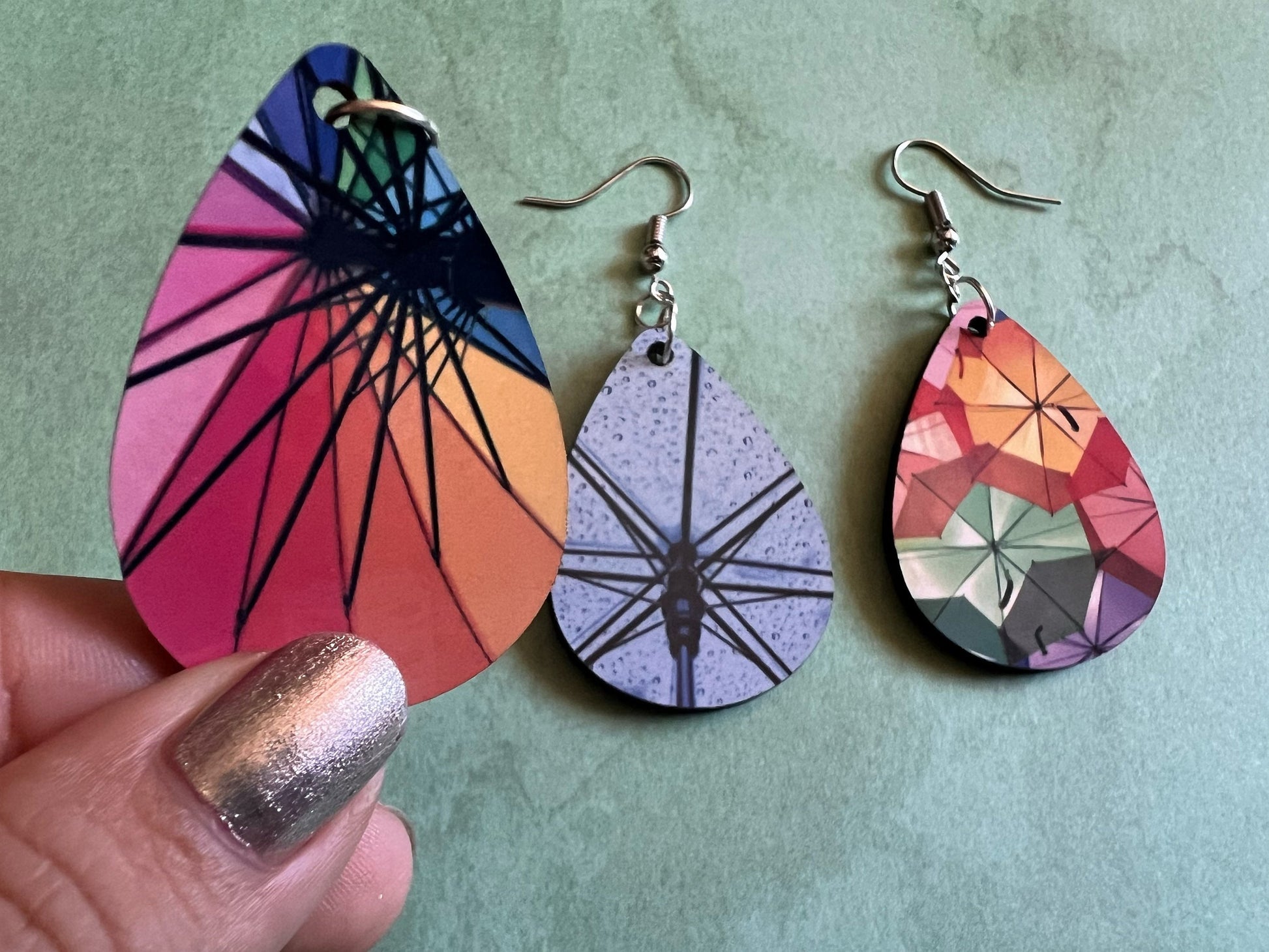 Umbrella Earrings: Rainbow Umbrellas, Rainy Clear Umbrella, Sublimated, Best Gifts for Her/Him/Them