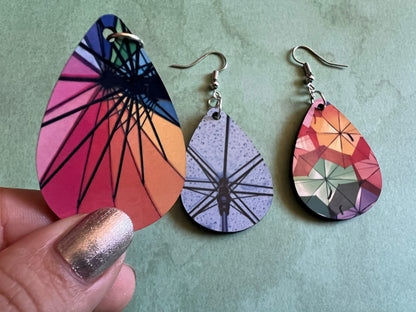 Umbrella Earrings: Rainbow Umbrellas, Rainy Clear Umbrella, Sublimated, Best Gifts for Her/Him/Them
