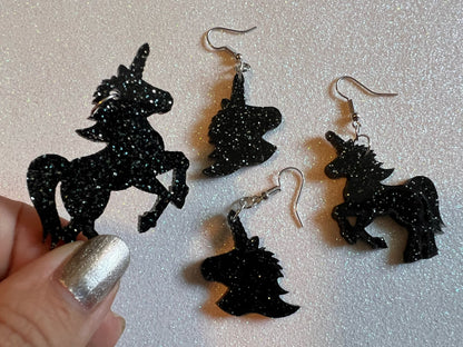 Unicorn Earrings: Laser Cut Acrylic Unicorns, Animals, Magic, Magical Creature, Halloween, Best Gifts for Her/Him/Them