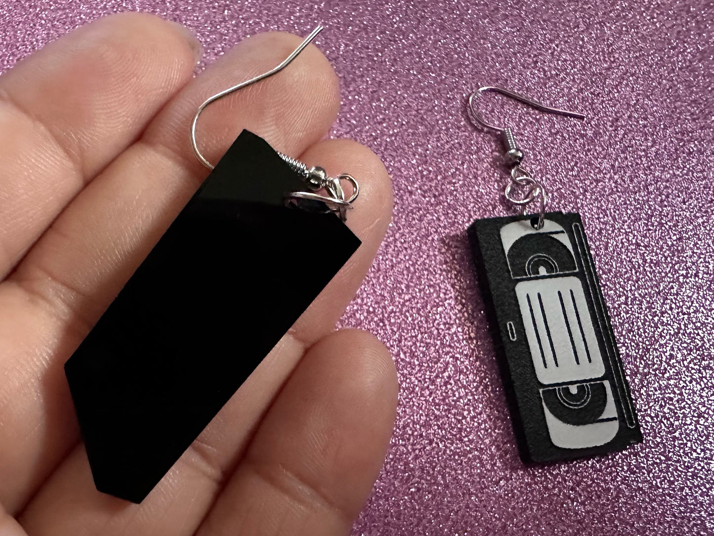 VHS Earrings: Laser Cut Acrylic Video Tape Earrings, Retro Tapes, Movies, 90s, 80s, Old School, Movie Night, Best Gifts for Her/Him/Them